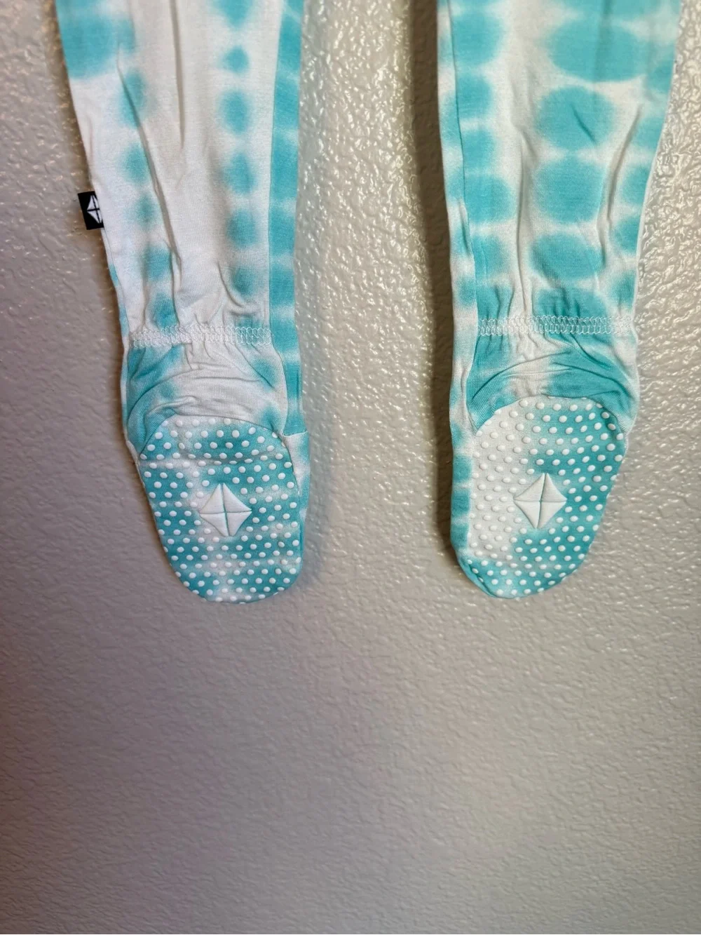 Kyte BABY Aqua Tie-Dye Zip Front Footed One-Piece